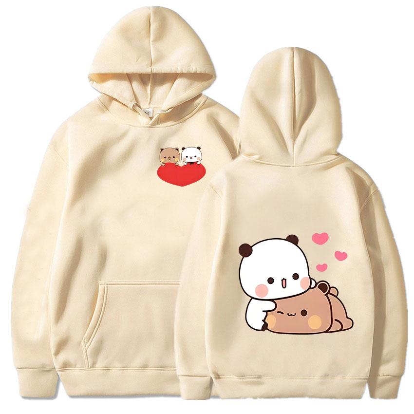 Bubu and Dudu Panda Hoodies Men Aesthetic Graphic Funny Kawaii Bubble Tea Hoodies Unisex Anime Harajuku Vintage Pullovers Sweatshirt