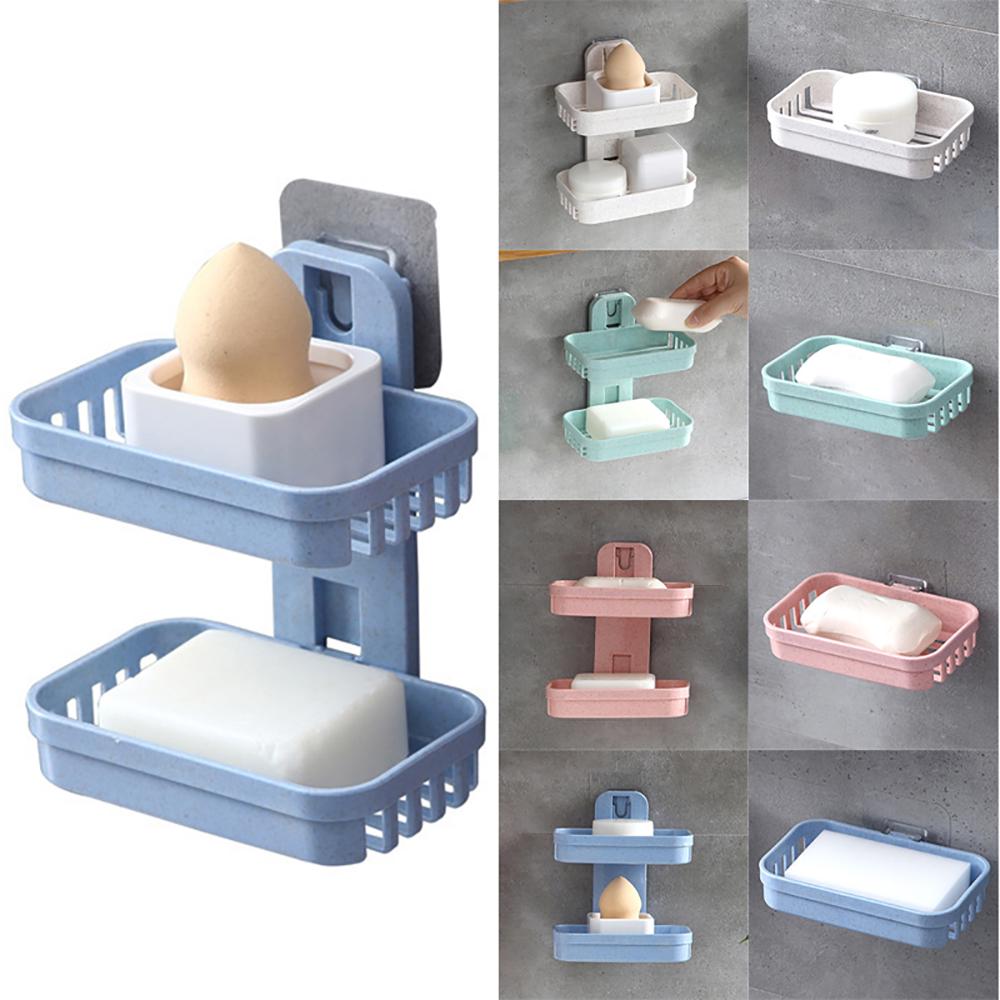 Buy Bathroom Soap Dish Storage Holder Rack Soapbox Plate Tray Drain Wall Hanging at affordable