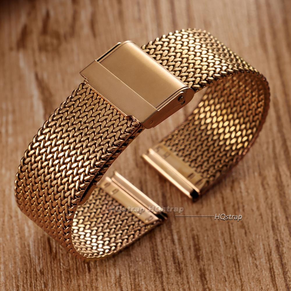 Pasek Milanese Loop 16mm 18mm 20mm Stal Nierdzewna Siatka Mężczyźni Kobiety Metalowa Wymienna Bransoleta Pasek do Zegarka Biznesowy Uniwersalne Bransolety