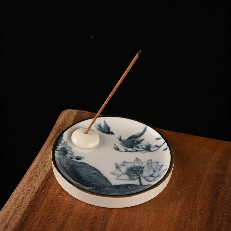 

Creative Ceramic Blue & White Incense Burner: Antique-Style Tray for Sandalwood
