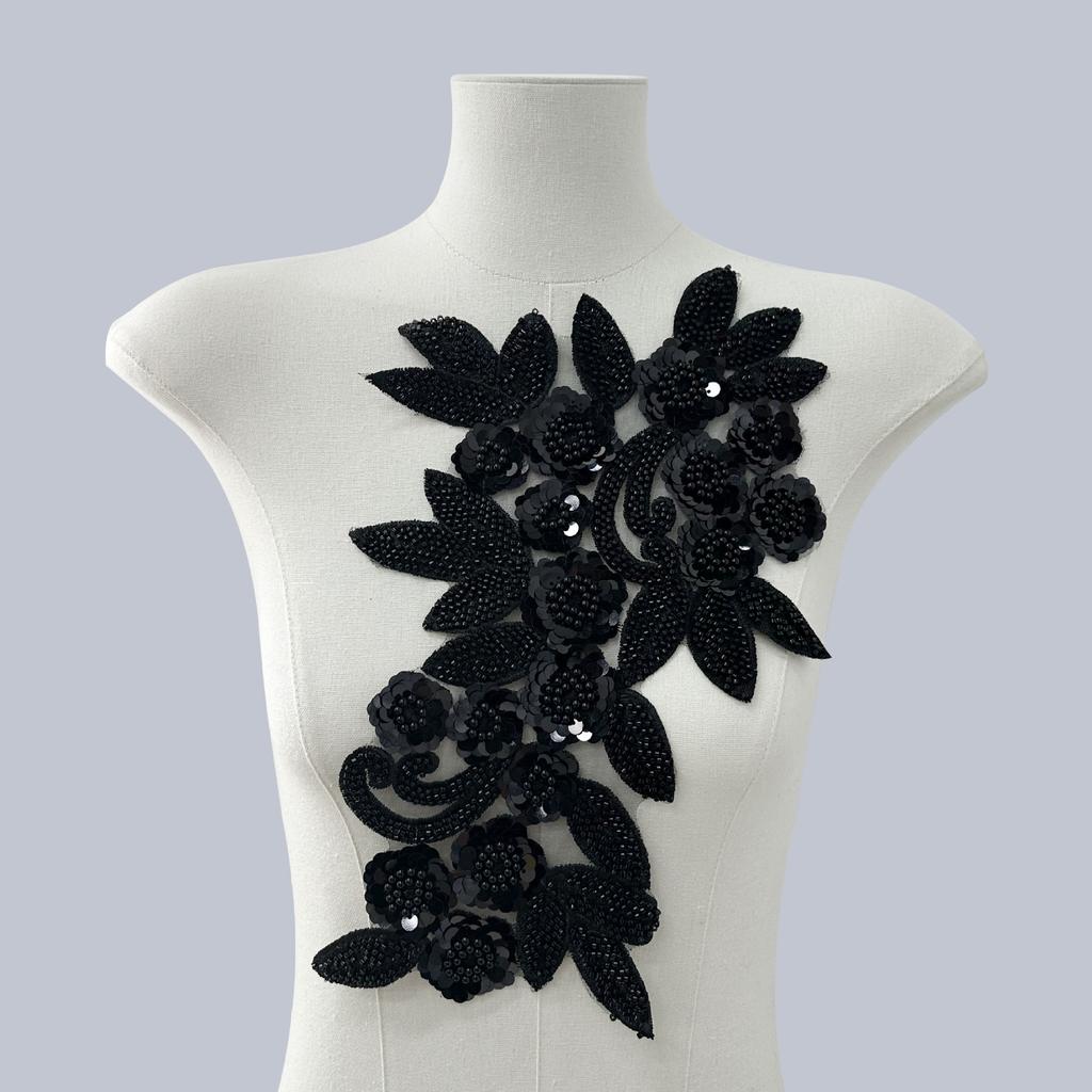 Mesh Sequin Nail Diamond Bead Embroidery Sewing Single Flower Collar Diy Decoration With Clothing Accessories Collar