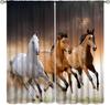 Horse Window Curtains, Western Wild Horses Under Cherry Curtains For Living Room,Country Style Rustic Farm Animal Horse Pink