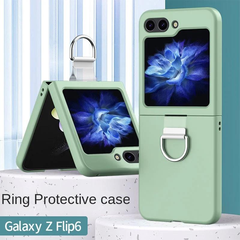 Hard Shell Plastic Ring Phone Case for Samsung Galaxy Z Flip 7FE 6 5 4 3 Flip6 Flip5 Flip4 Flip7 5G Protective Shockproof Cover