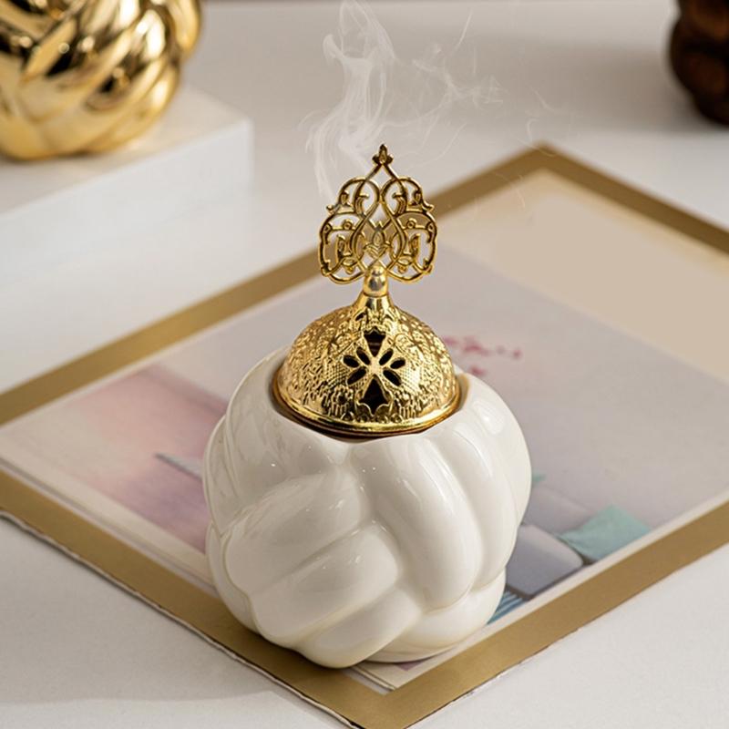 Arabic Ceramic Incenses Burners with Lid Set for Meditations and Home Fragrances Diffuser Eid Ramadans Bakhoors Burners