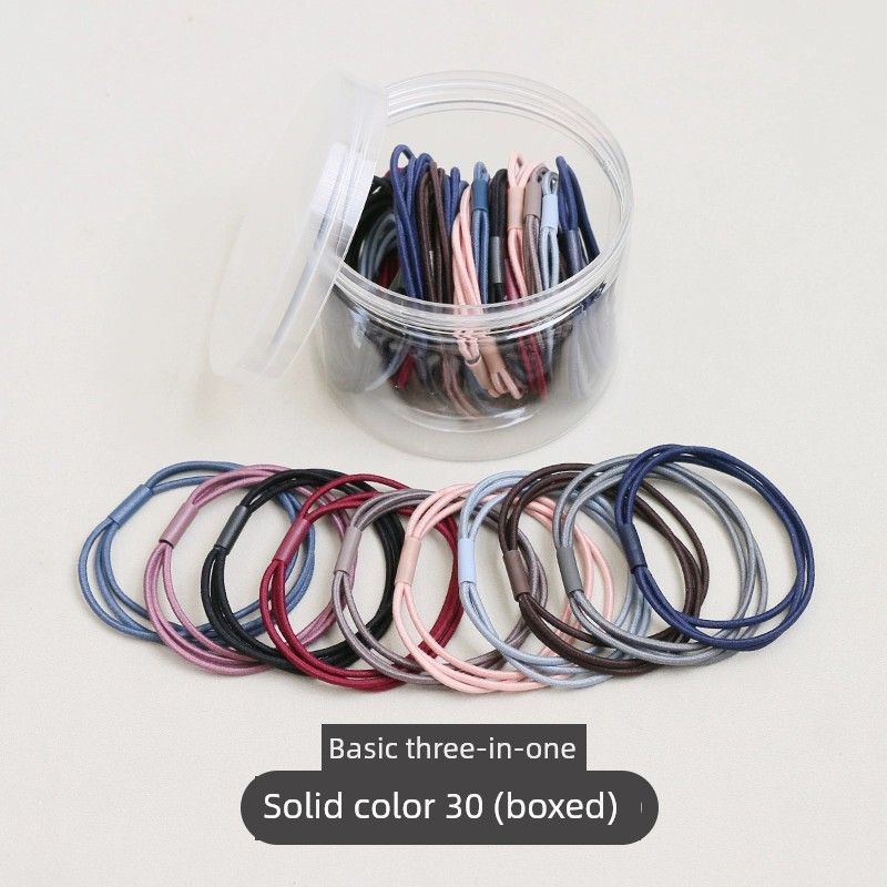 

K-стиль Маленькие Свежие Плетеные Основы Высокоэластичные Резинки для Волос 30 basic three-in-one pure color (boxed)