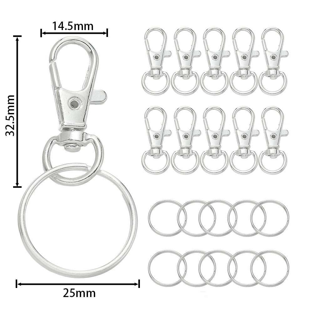 20/50Pcs Swivel Snap Hooks with Key Ring Metal Swivel Lobster Claw Clasps for DIY Keychain Bag Hang Jewelry Making Accessories