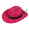 Unisex Western Cowboy Hat Wide Brim Roll‑Up Brim Double‑Top Felt Fedora Hat,10 Colors,Multiple Optional Detachable Hat Bands