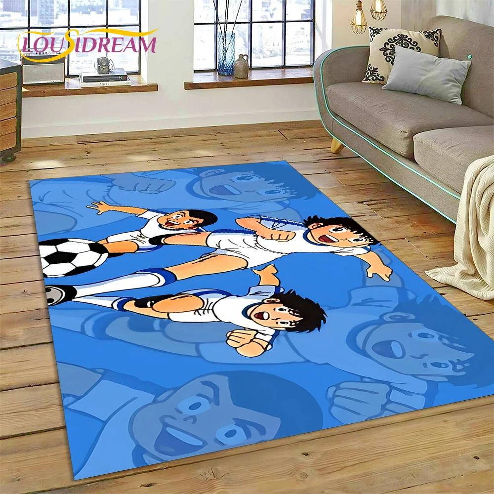 3D Cartoon Captain Tsubasa Fußballteppich für Schlafzimmer Wohnzimmer Heimsofa Dekoration, Kinderspiel Große Dekor Bodenmatte