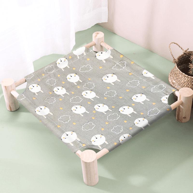 Breathable Pine Wood Rattan Woven Folding Pet Bed - Moisture-proof, Removable, Washable, Four Seasons Style.