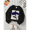 Crewneck Sweatshirt for Girls Featuring a Shark Fish Design, Suitable for Machine Washing. Ideal for Spring And Autumn