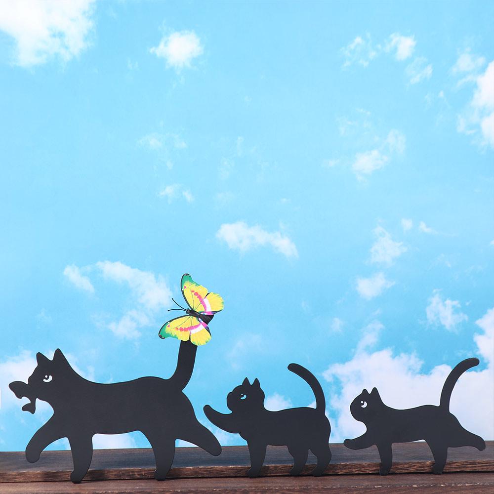 3Pcs Set Butterfly Decorative Black Cat Silhouette Animal Garden Ornaments  Home Decoration