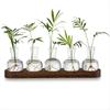 BHBL Plant Terrarium Propagation Station, Glass Planter Bulb Vase with Wooden Tray, Modern Bud Vases for Living Room