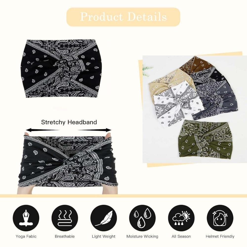 6 PCS Hip-hop Sports Headband Y2K Printed Elastic Hairband Yoga Hairband  Party