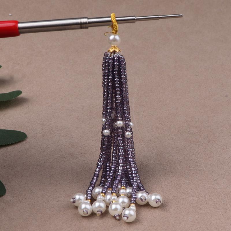 Брелок-подвеска с кисточкой из жемчужных бусин и подвеска на сумку темно-фиолетового