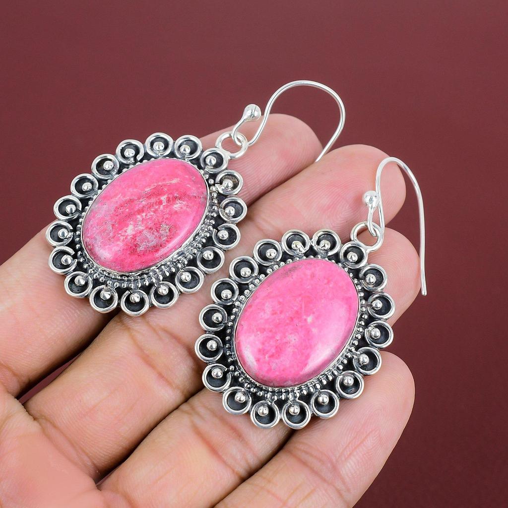 Thulite Earring 925 Sterling Silver Earring Handmade Jewelry Genuine Gemstone Earring Thulite Jewelry Designer Earrings Anniversary Gifts