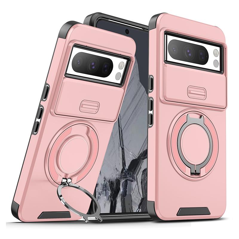 Magnetic Phone Case For Google Pixel 9A 9 Pro XL Rotating Folding Bracket Cover For Pixel 8A 7 8 Pro Slide Camera Protect Cover