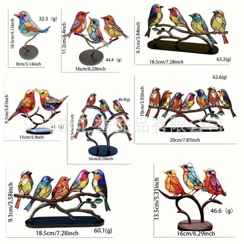 Colorful Bird & Flower Acrylic Home Ornaments