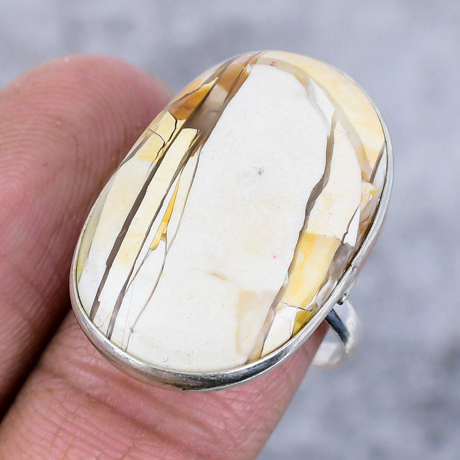 Brecciated Mookaite Gemstone 925 sterling sølv smykker ring størrelse 8,5