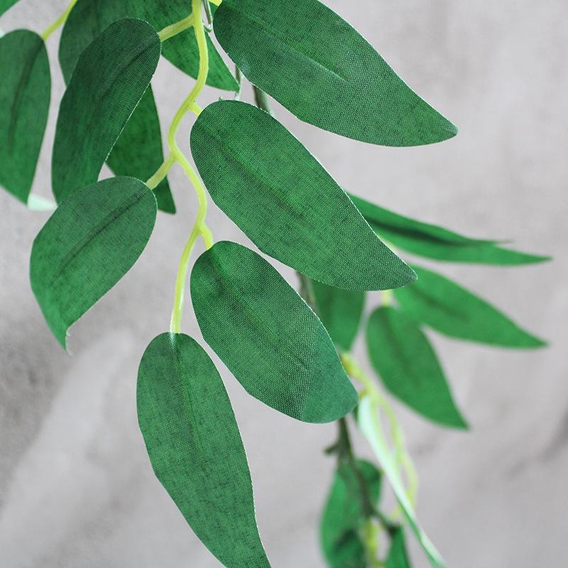 1 Stück Simulation 72,83 Zoll Grün Grau Weidenblatt Kunststoff Draht Rattan für Hochzeit Zuhause Außenhof Terrasse Garten Dekoration