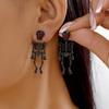 Skull Stud Drop Earrings Pair, Halloween Alloy Statement Jewelry for Costume Styling, Stage Looks and Theme Parties