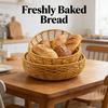 Handwoven Imitation Rattan Round Basket Fruit Vegetable Bread Storage Picnic Home Kitchen Organizer Eco-Friendly Decorative Tray