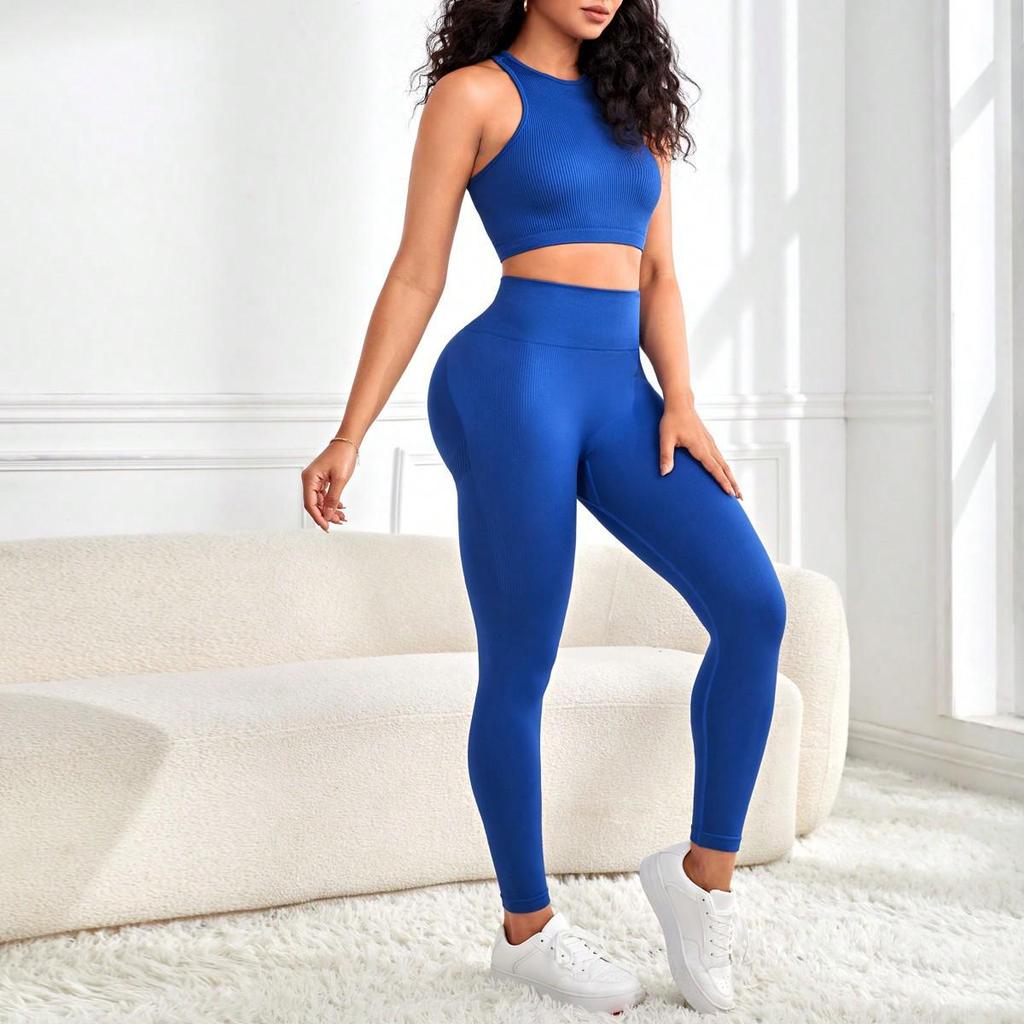 Seamless Quick-Dry Yoga Set: Moisture-Wicking Vest & Sweat-Absorbing Leggings