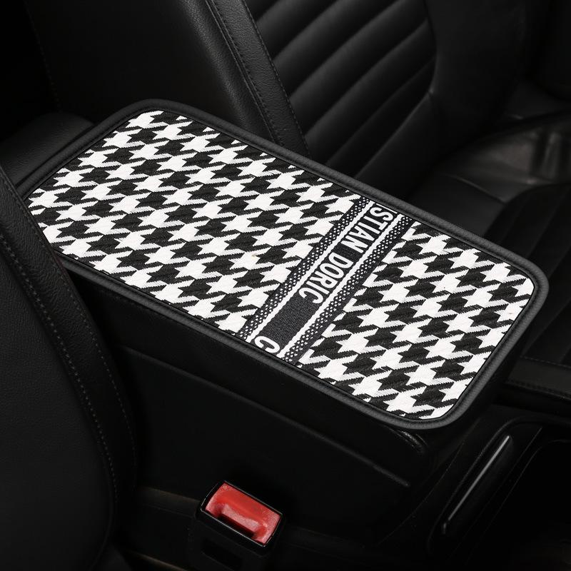 

Houndstooth High-End Car Armrest Cushion Cover with Elbow Support
