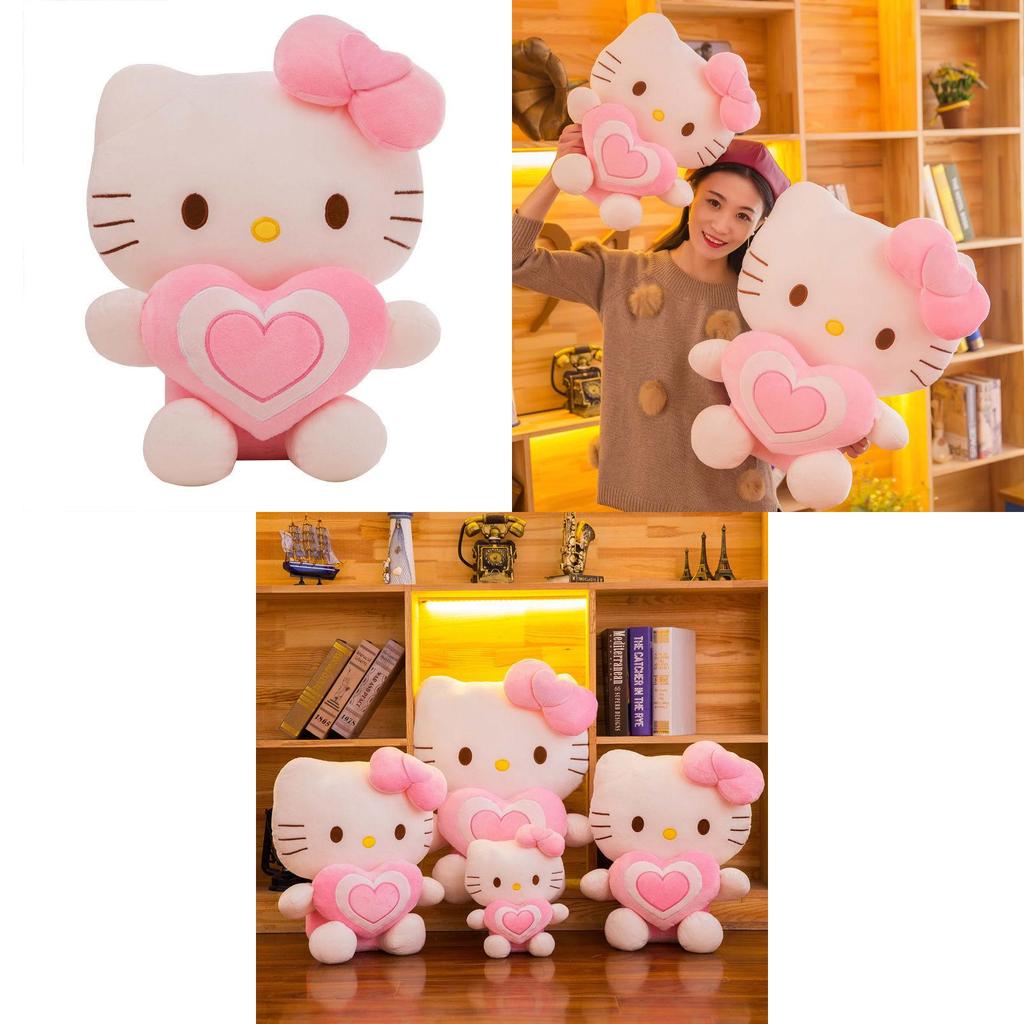 Niedliches Herz-Katzen-Plüschtier in Rosa, individuell in verschiedenen Größen erhältlich, als Geburtstagsgeschenk für Mädchen
