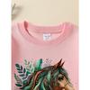 Horse Leaves Pattern Artistic Design 2026 New Girls' Long-sleeve Casual Crewneck Sweatshirt