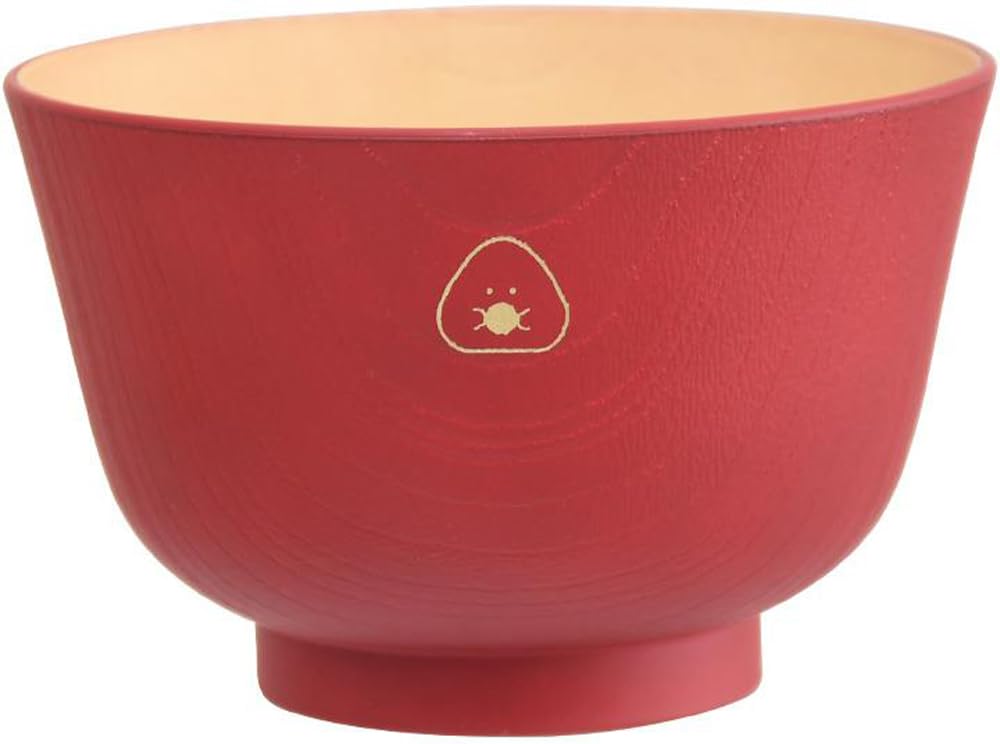 Ippinsha Gyutto Antibacterial Soup Bowl 330ml Made in Japan Safe Gift Item 47132 Onigiri-san Plum/Red Microwave/Dishwasher