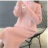 Knitted dress fashion with coat high collar autumn and winter new inner with medium and long bottom knee temperament sweater skirt
