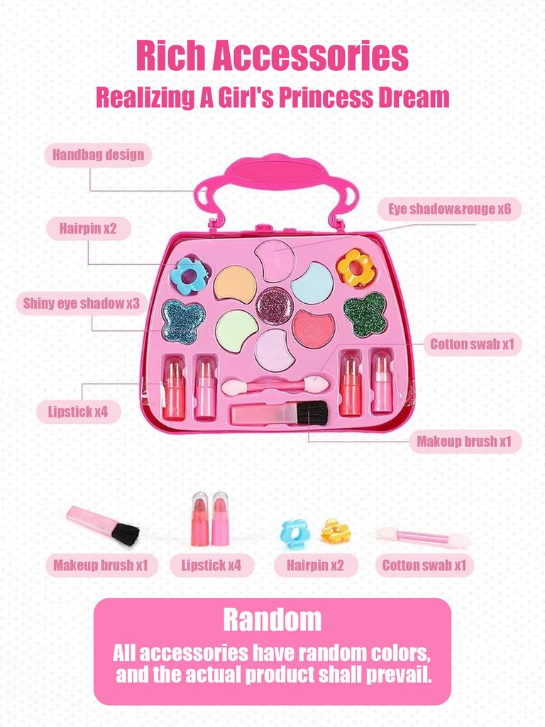 Kids Beauty Makeup Kit for GirlsLittle Handbag Make-up Toys Princess Washable Pretend Play Cosmetic Set Toys birthday gifts