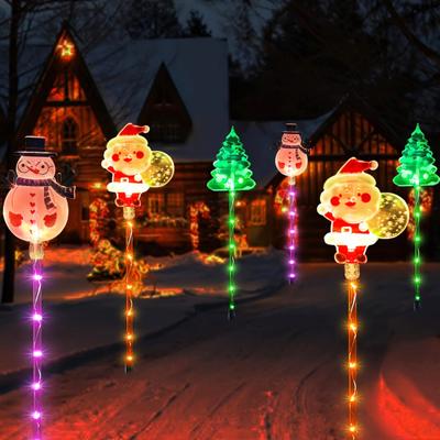 Yousheng Solar Christmas Stake Lights Santa Lawn Decor for Yard Waterproof Outdoor Holiday Pathway Lights Easy Installation Garden Wall Crack Lighting