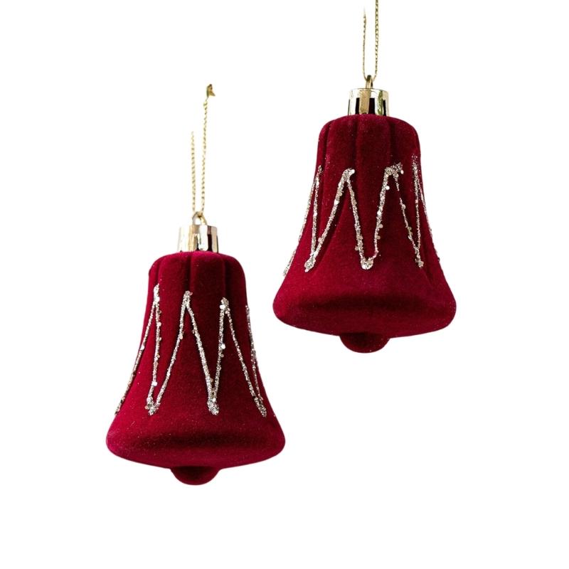 Red Velvets Bells Bowknot Canes Christmas Ornament Stylish Plastic Hanging Decoration For Holiday Tree Home Party Supplies