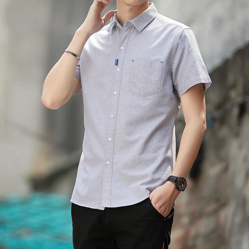

Cotton short-sleeved shirt men s summer, new thin cotton inch shirt youth business casual no-iron shirt M