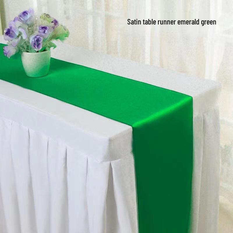 High-Density Satin Table Runner for Weddings & Banquets - Solid Color Polyester Table Decoration