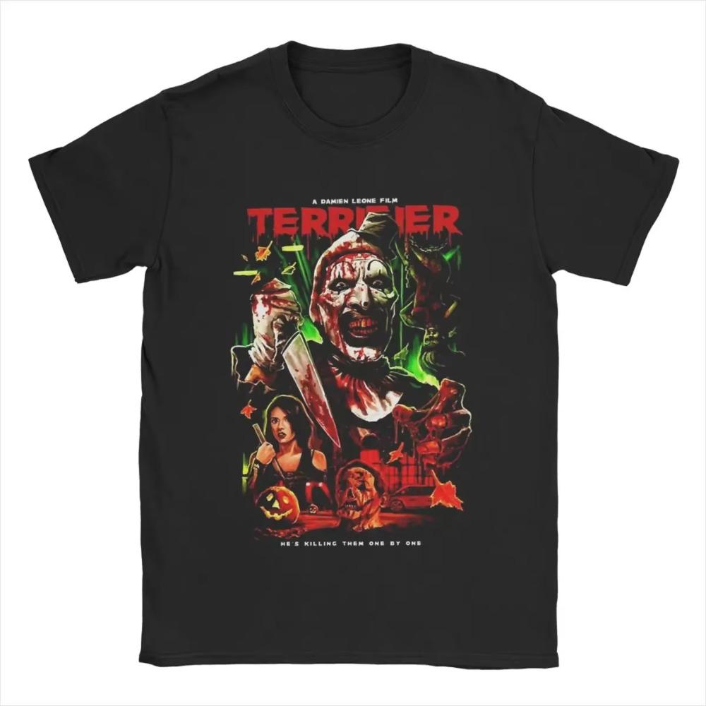 New Arrival Men T-shirt Women's Halloween 100% Cotton Unique Tees Shirt Terrifier Movie The Clown Shirt Apparel Horror Slasher
