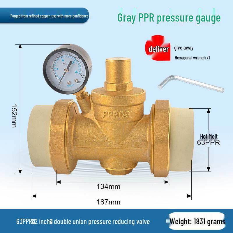 Water Pipe Pressure Reducing Valve for Home Heaters - PPR20/25/32, 4-Point PE Fitting