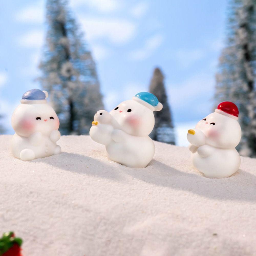 8Pcs DIY Accessories Figurines Snowman Miniature Model High Quality Snowman Statue