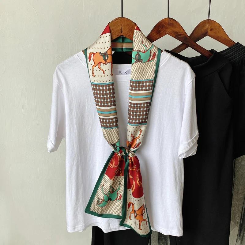 Choice Long Small Women Silk Scarf Tie Decorated Professional Neck Cover Multi-functional Tin Spring Travel Ladies Neckerchiefs