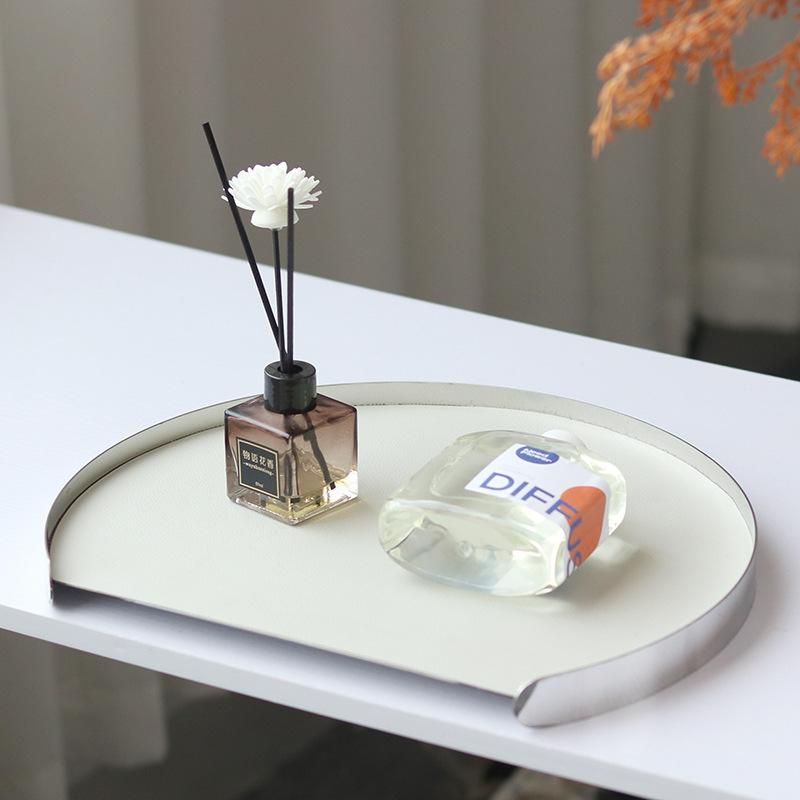 Light Luxury Leather Aromatherapy Tray, High-end Storage Tray, Living Room Coffee Table, Minimalist Model Room Decoration