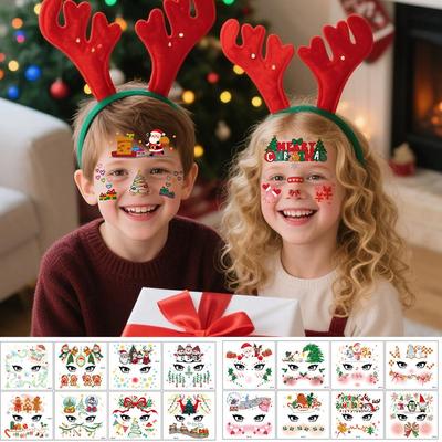 8 Stück/Set Weihnachten Elch Tattoo Aufkleber Temporäre Wasserdichte Tattoo Aufkleber Für Gesicht Körper Tattoo Kinder Weihnachtsfeier Requisiten