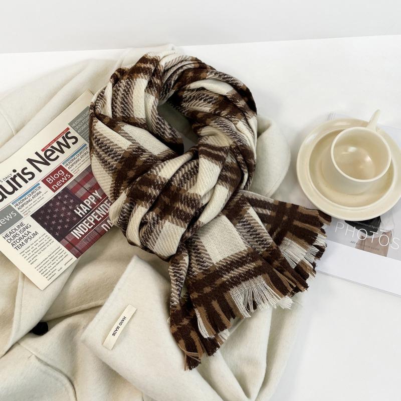 

Imitation cashmere scarf, women s autumn and winter large plaid scarf, warm and thickened medium and long scarf, versatile scarf, shawl. 65*210cm