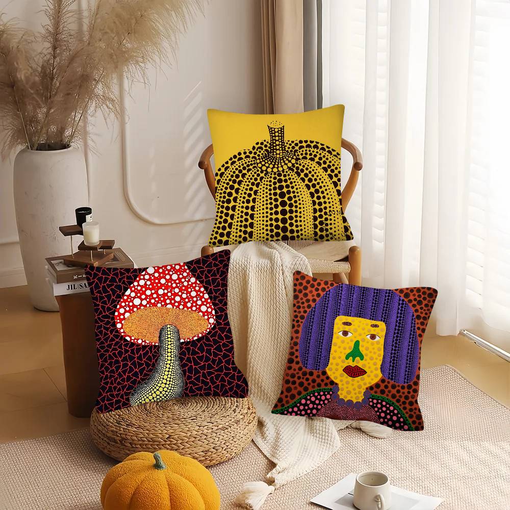 1Pc Y-Yayoi Art K-Kusama Pillow Case Fashion Square Pillowcase Bedroom Sofa Room Ins Decoration Leisure