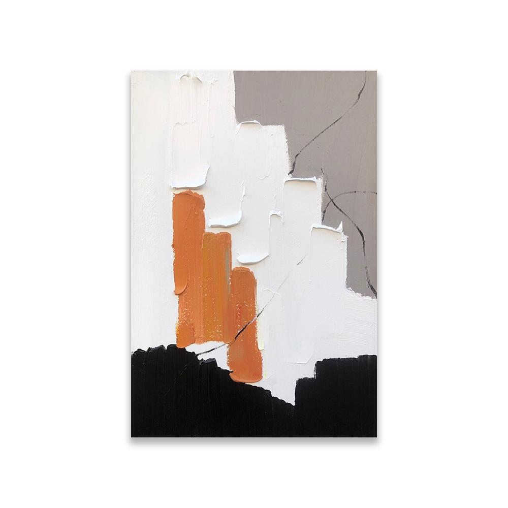 Minimalist Abstract Texture Prints Painting Large White Textured Abstract Canvas Painting Orange Black Modern Art Room Decor 21X30CMNo Framed