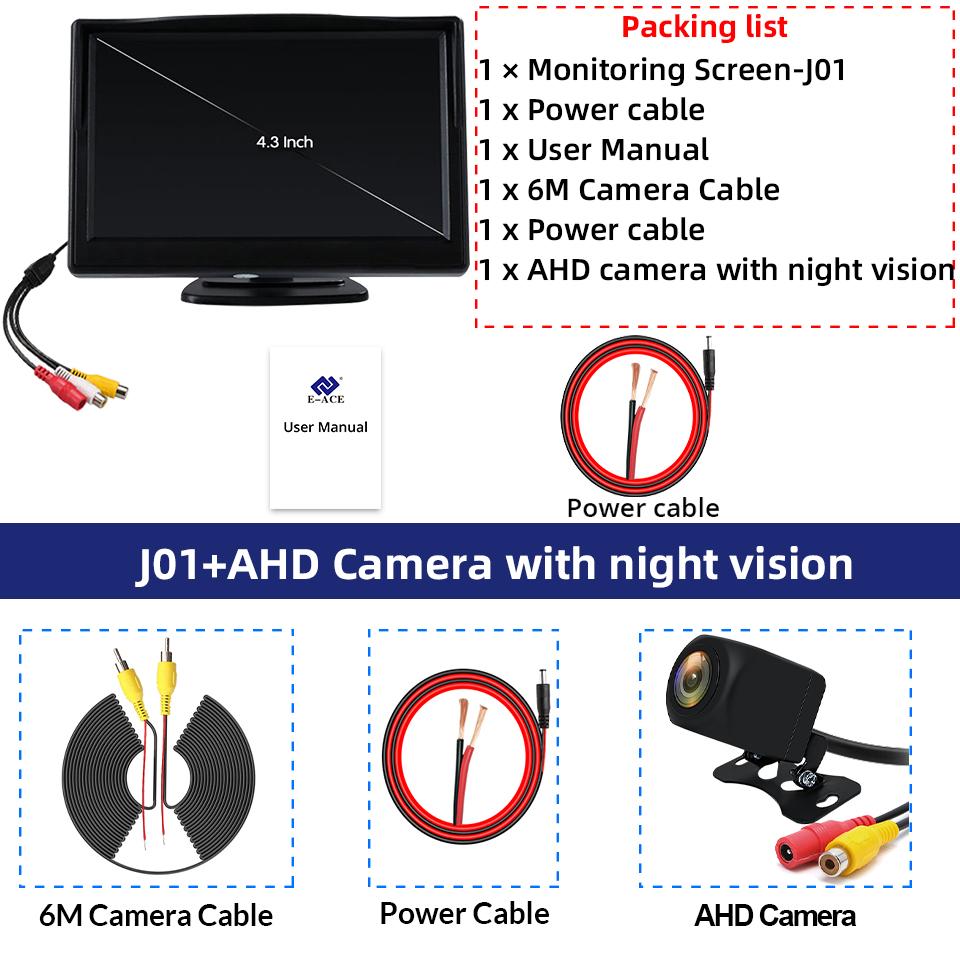 4.3 Inch Rear View Camera Monitor Screen Reversing Camera for Car Parking Parking System Camera for Vehicle