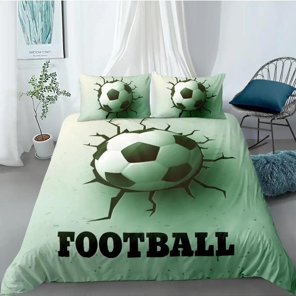 Soccer Football And Old Plaster Wall Damage Comfortable Duvet Quilt Cover Pillowcase Bedding Set Bedroom Decoration Home Textile