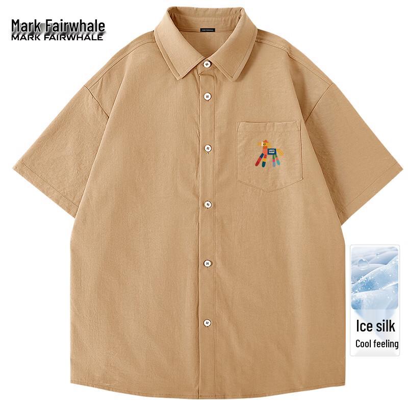 Mark Fairwhale Men s Ice Silk Short-Sleeve Casual Shirt 2XL