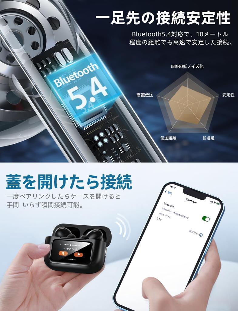 AIFENG Bluetooth Wireless Earbuds Touchscreen Noise Cancelling Bluetooth Open the Lid to Up to 32 Hours of Single Ear Mode for [Industry-First