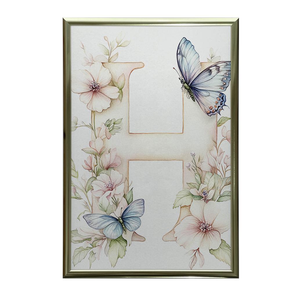 H Jak Harmonia - Plakat Kwiatowy Dla Dzieci H Jak Harmonia - Plakat Kwiatowy Dla Dzieci, 50X70 Cm, Rama Drewniana Ciemny Brąz, Papier Matowy 230 Gsm